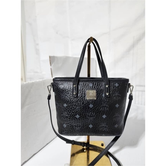 Authentic MCM Mini Tote Bag Black/Grey - Picture 12 of 13